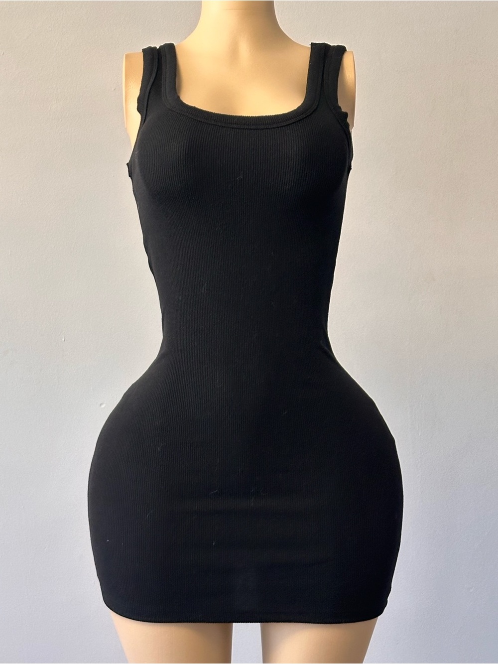 Fashion Nova Black Ribbed Tank Mini Dress